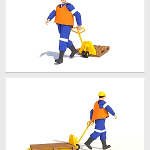 modern workers construction workers 3d model