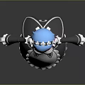 Game Anime Character With Blue Hair In Black And White Maid Outfit