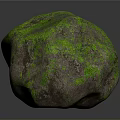 Natural Stone with Green Moss Covered Surface in Natural Decorative Landscaping Design