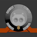 Industrial Mechanical Component Silver And Orange Metal With Connection Ports And Base For Machinery Applications