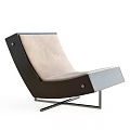 Modern Stylish Lounge Chair With Wooden Frame Beige Cushion And Metal Legs