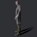Zombie Game Movie Character With Tattered Skin Long Coat And Yellow Shirt