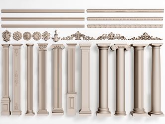 European Roman Column Roman Column Gypsum Line Carving 3d model