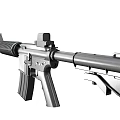 Black Tactical Assault Rifle With Barrel Magazine Stock Handguard And Grip