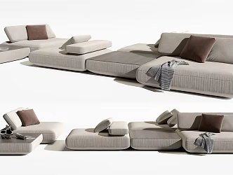 Modern Sofa Coffee Table Combination Multiplayer Sofa Combination 3d model