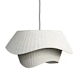 Modern White Wavy Textured Pendant Light With Layered Ceiling Design