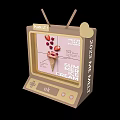 Interactive Area With Vintage TV Displaying Summer Ice Cream And Strawberry Cone