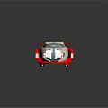 Modern Red and White Streamlined Water Vehicle with Transparent Windshield and Open Cockpit Design