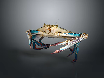 Colorful Crab With Blue Claws Red Legs And White Shell Details 3d model