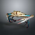 Colorful Crab With Blue Claws Red Legs And White Shell Details
