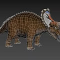 Realistic 3D Triceratops Dinosaur Model with Colorful Frill Brown Scaly Body and Long Horns