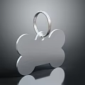 Silver Bone Shaped Pet Tag With Metal Ring And Smooth Shiny Finish