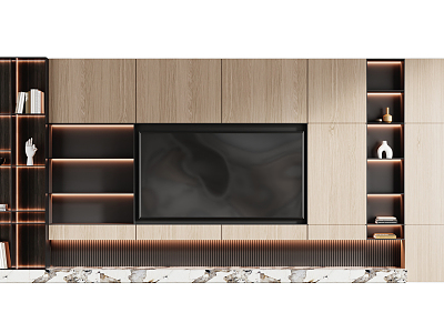 Modern TV background wall model