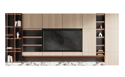 Modern TV background wall 3d model