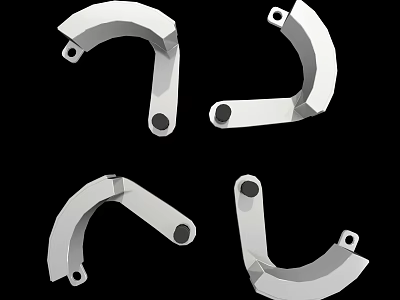 High Quality Curved Metal Hardware Tools with Mounting Holes for Secure Fixing 3d model