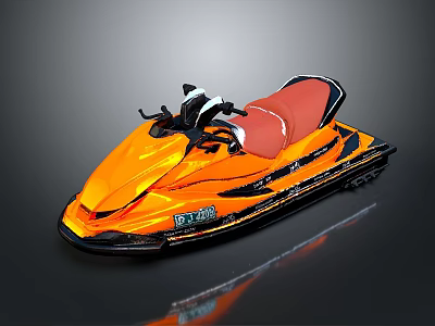 Stylish Orange Jet Ski Watercraft With Red Seat And Black Accents 3d model
