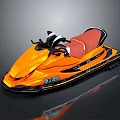 Stylish Orange Jet Ski Watercraft With Red Seat And Black Accents