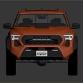 Orange Modern Pickup Truck With Off Road Style And Black Tires