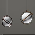 Two Modern Spherical Chandeliers With Metal Frame And White Shade Design 3d model
