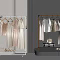 Modern Fashion Clothes Racks With Various Dresses Tops Skirts Shoes And Handbags