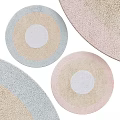 Soft Plush Square Rugs With Concentric Circle Patterns In Light Blue Beige And Pink 3d model