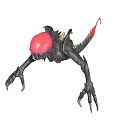 Black Monster With Red Glowing Orb Head Long Limbs Sharp Claws And Red Tipped Tail 3d model