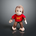Children Playing with Curious George Plush Toy in Red Shirt Soft Stuffed Monkey