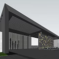 Modern Gate Community Entrance and Exit Sparkling Light Belt Background Wall 3d model