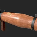 Military Weapon Featuring Rifle With Wooden Stock And Green Artillery Shell