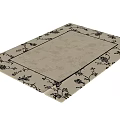 Elegant Square Rug With Beige Base And Black Floral Border Patterns 3d model
