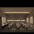 Modern SPA Sauna Interior With Massage Beds Decorative Painting And Soft Lighting