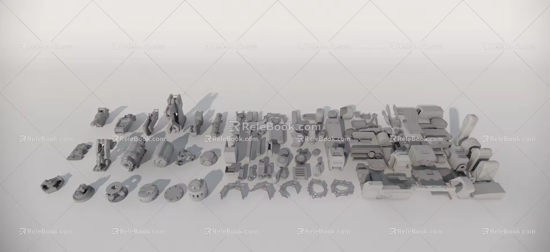 Hard surface mechanical parts combination of mechanical parts 3d model