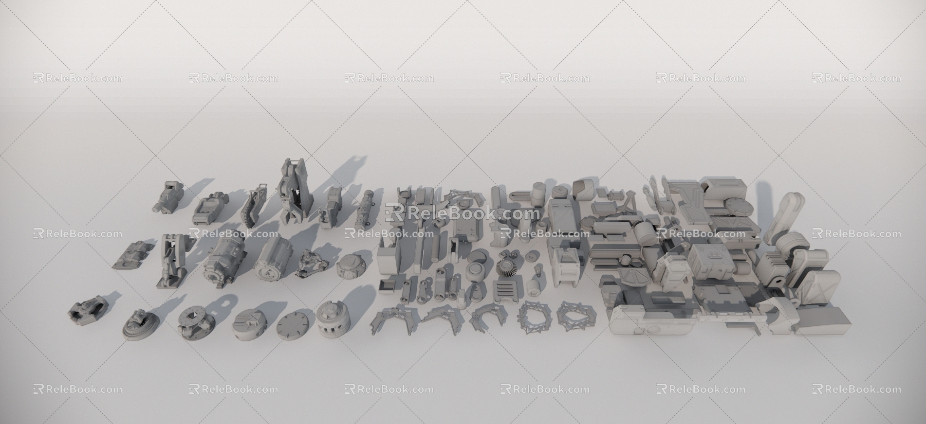 Hard surface mechanical parts combination of mechanical parts 3d model