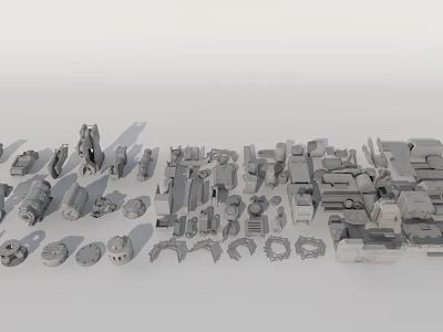 Hard surface mechanical parts combination of mechanical parts 3d model