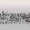 Hard surface mechanical parts combination of mechanical parts 3d model