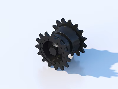 Pair Of Black Mechanical Gears As Industrial Components On White Background 3d model