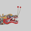 Traditional Chinese Dragon Head Decorative Craft With Colorful Patterns And Red Tassels