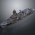 Modern Military Warship With Naval Deck Radar And Weapon Systems
