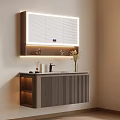 Modern Wall mounted Bathroom Vanity Cabinet with LED lit Mirror Faucet and Toiletries