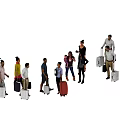 Multiple People Carrying Various Suitcases Walking Together In Travel Scenario
