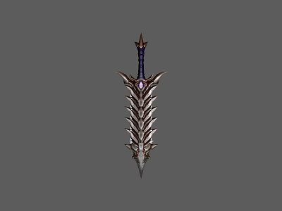 Ornate Decorative Sword with Intricate Patterns Central Gemstone Metallic Texture and Elegant Hilt Design 3d model