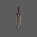 Ornate Decorative Sword with Intricate Patterns Central Gemstone Metallic Texture and Elegant Hilt Design