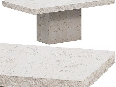 White Stone Desk With Natural Texture And Square Support Leg Design 3d model