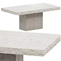 White Stone Desk With Natural Texture And Square Support Leg Design 3d model