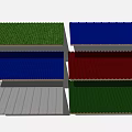 Building Components In Various Colors With Corrugated And Flat Panels 3d model