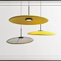 Modern Yellow And Transparent Round Pendant Lights Hanging From Ceiling 3d model