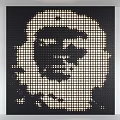Black And White Grid Portrait Art With Detailed Human Face Design