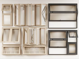 modern windows folding windows casement windows single window glass windows wood frame windows 3d model