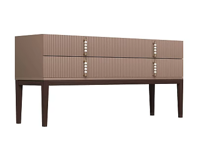 Modern Luxury Ribbed TV Cabinet With Elegant Beaded Handles And Sturdy Solid Wood Legs 3d model