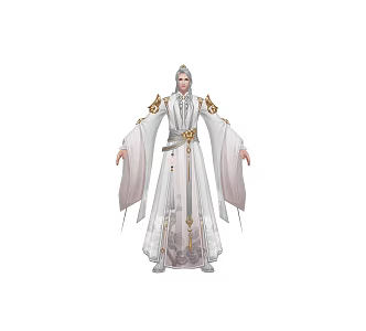 Realistic Antique Beautiful Men Ancient Costume White Clothes Male Character Martial Arts Swordsman Wind Game Male Character White-haired Swordsman Great Xia Antique Fashion Character 3d model